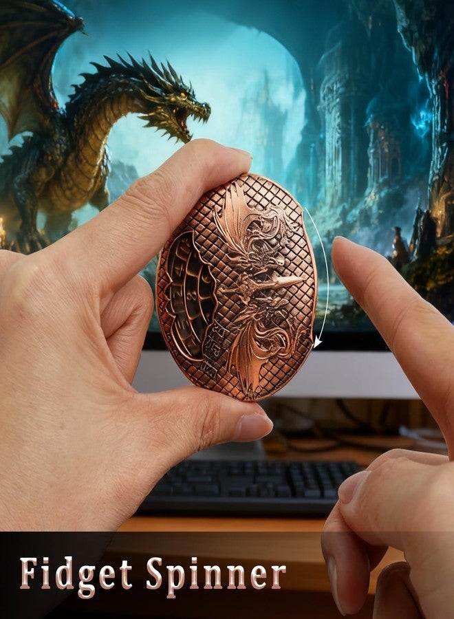 EZUO DND Spinning Dice Fidegt, Rotating Metal D&D Dice Set with 3D Relief Design, Set for Role Playing Gaming with Box, Replacement for D&D, MTG, Pathfinder, Shadowrun (Bronze) - Image 2